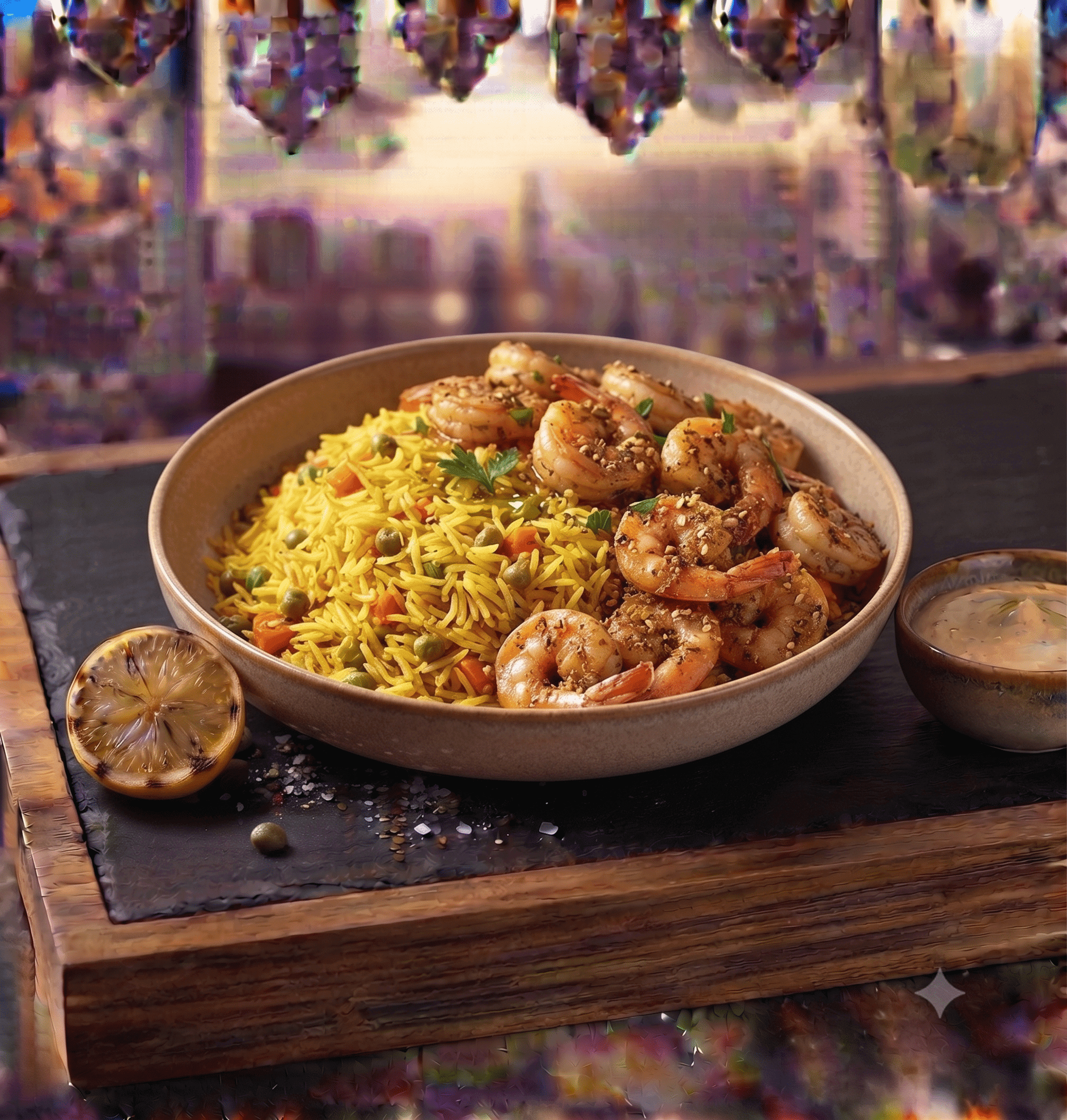 طبق أرز جمبري وسط